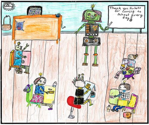 robots in a classroom